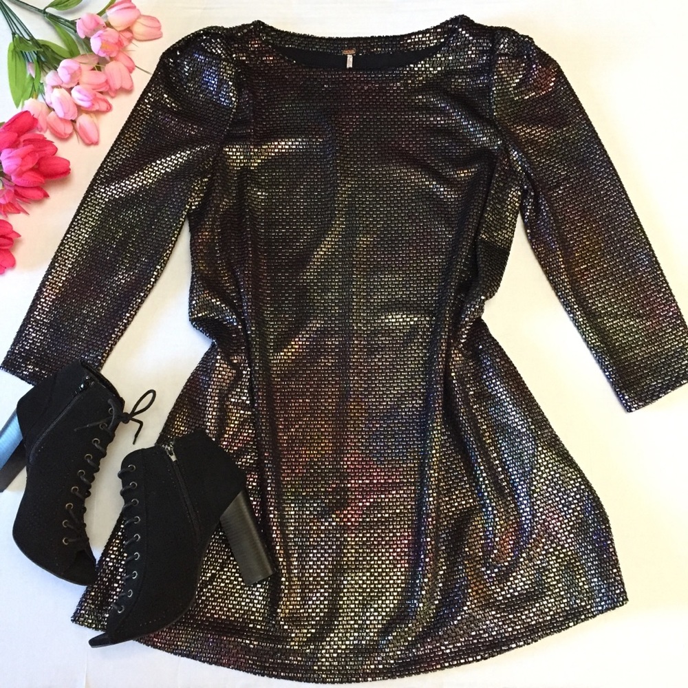 Free People Metallic Shift Dress - Picture 4 of 6